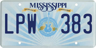 MS license plate LPW383