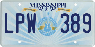 MS license plate LPW389