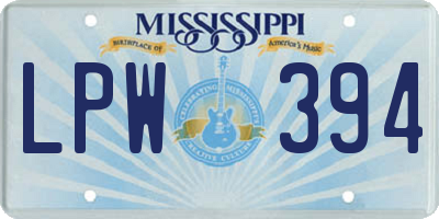 MS license plate LPW394