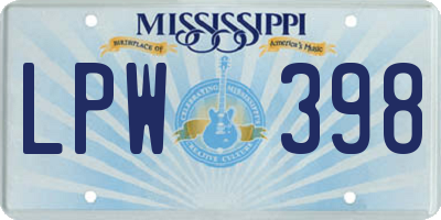 MS license plate LPW398