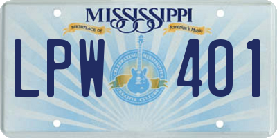 MS license plate LPW401