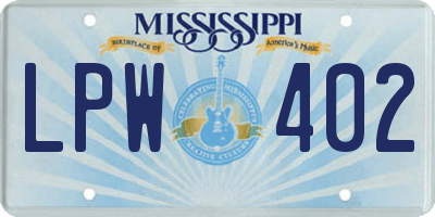 MS license plate LPW402