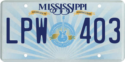 MS license plate LPW403