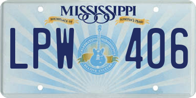 MS license plate LPW406