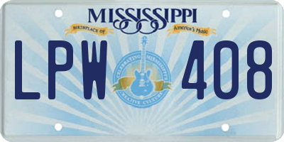 MS license plate LPW408