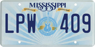 MS license plate LPW409