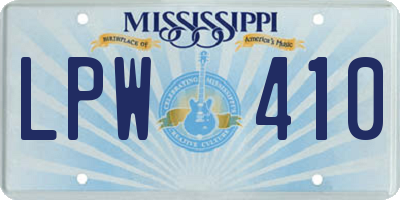 MS license plate LPW410