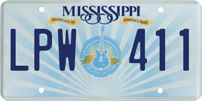 MS license plate LPW411