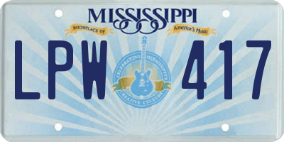 MS license plate LPW417