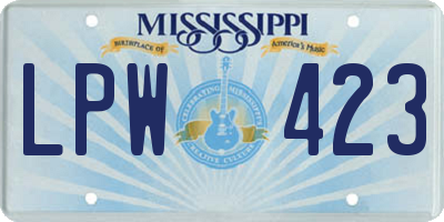 MS license plate LPW423