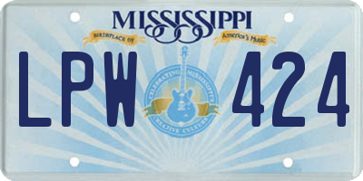 MS license plate LPW424