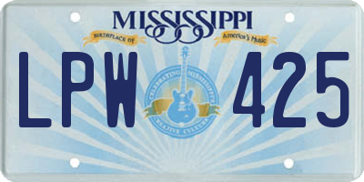 MS license plate LPW425