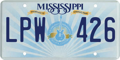 MS license plate LPW426