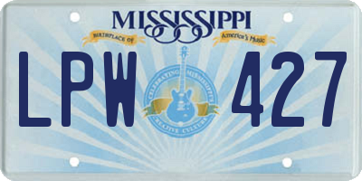 MS license plate LPW427