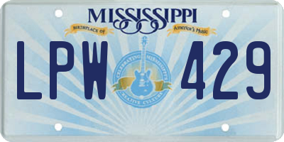 MS license plate LPW429