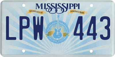 MS license plate LPW443