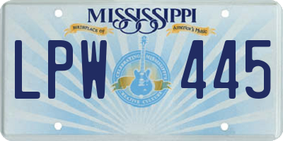 MS license plate LPW445