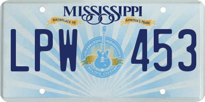 MS license plate LPW453