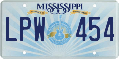 MS license plate LPW454