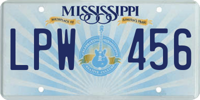 MS license plate LPW456