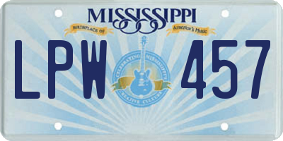MS license plate LPW457