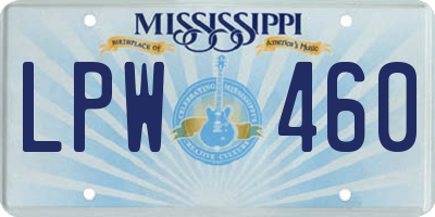 MS license plate LPW460