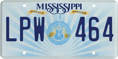 MS license plate LPW464