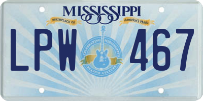 MS license plate LPW467
