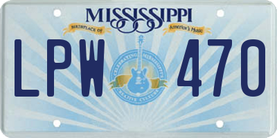 MS license plate LPW470
