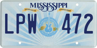MS license plate LPW472