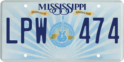 MS license plate LPW474