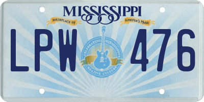 MS license plate LPW476