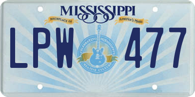 MS license plate LPW477