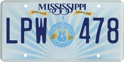 MS license plate LPW478