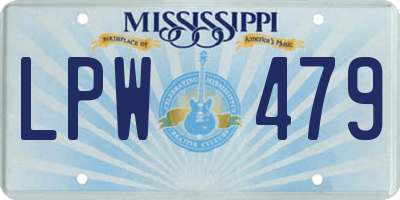 MS license plate LPW479