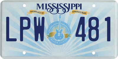 MS license plate LPW481