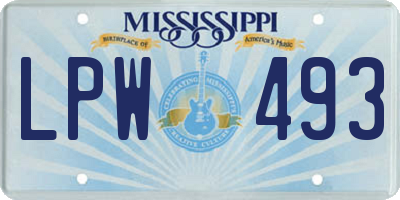 MS license plate LPW493