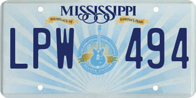 MS license plate LPW494