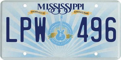 MS license plate LPW496