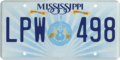 MS license plate LPW498