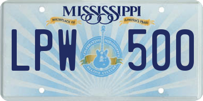 MS license plate LPW500