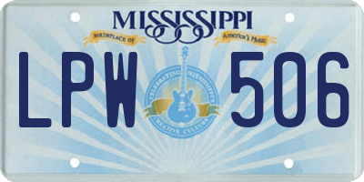 MS license plate LPW506