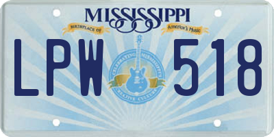 MS license plate LPW518