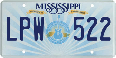 MS license plate LPW522