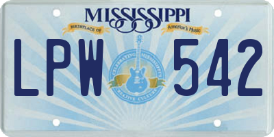 MS license plate LPW542