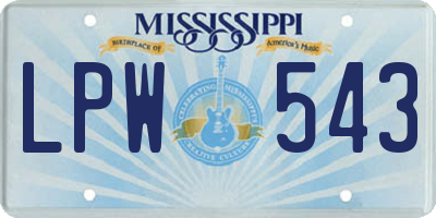MS license plate LPW543