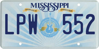 MS license plate LPW552