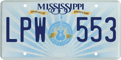 MS license plate LPW553