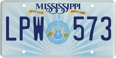 MS license plate LPW573