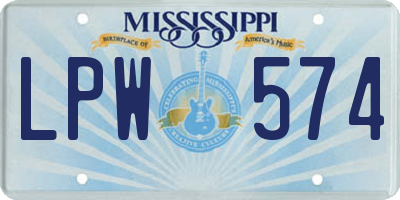 MS license plate LPW574